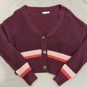 Purple Burgundy Knit Cardigan Longsleeve